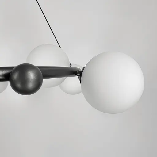 Кольцевая люстра с 9 белыми плафонами Ø 85 см | Ст. MJ 295/9 BK+WT | Line F - фото 2