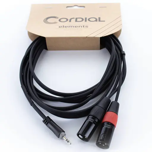 Коммутационный кабель mini Jack 3,5 stereo - 2x XLR Male 1.5м Cordial EY 1,5 WMM