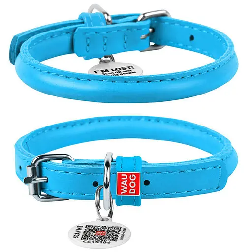 Collar WAUDOG Glamour - Нашийник круглий шкіряний з QR паспортом для собак - XS3 (0,8х25-33 см)