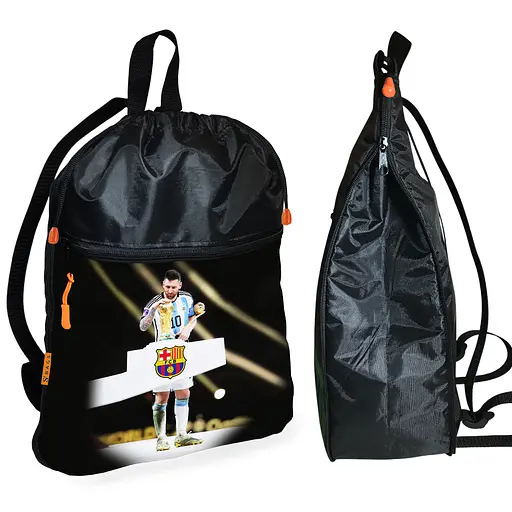 Рюкзак-мішок для взуття, спортивної форми Ліонель Мессі дитяча сумка для змінки з розширювачем (01337)