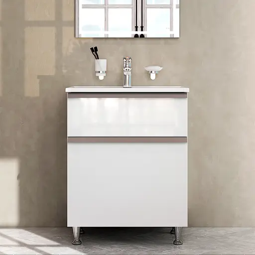 Тумба з умивальником AM.PM X-Joy S підлогова 65 см 2 ящики білий MTA-FSX0652WG-WCC0652WG Білий - фото 6