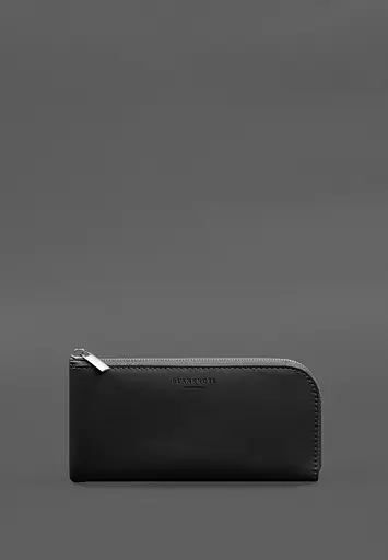 Кожаный портмоне-купюрник на молнии 14. черный - фото 2