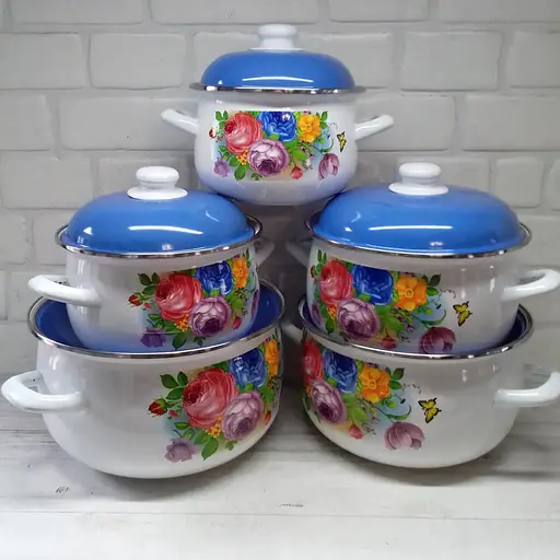 Набор кастрюль Edenberg Цветы EB-1879 10 предметов - фото 2