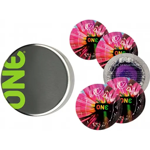 Уценка. Презервативы One Pick Color Sensations фиолетовые 5 шт. в кейсе (ROZ6501052004)