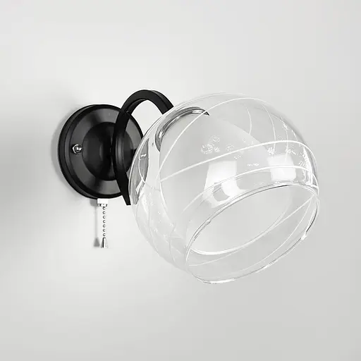 Бра на 1 подвійний плафон в чорному корпусі Line F Арт. B6634/1 BK+CH - фото 2