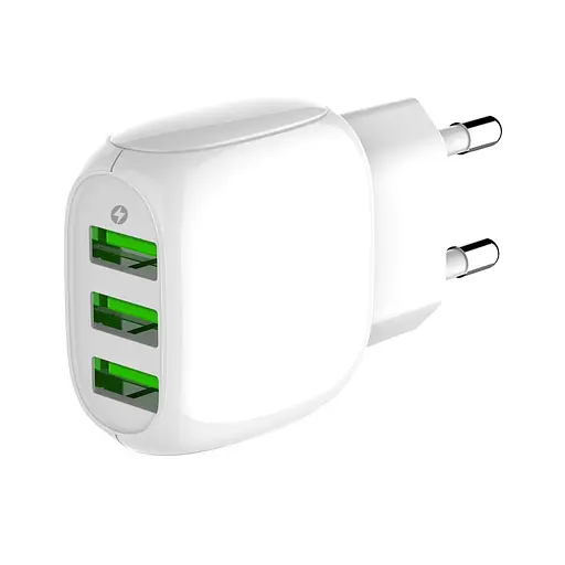 Блок зарядний пристрій 3 порти USB LDNIO A3315 Micro USB кабель-набір білий - фото 4