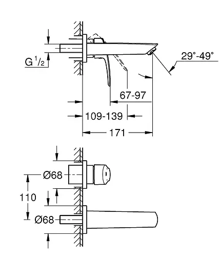 Смеситель для умывальника на два отверстия S-Size Grohe Eurosmart New 29337003 Хром - фото 4