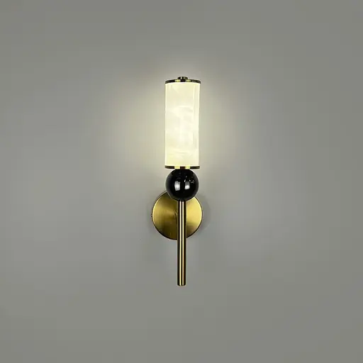 Бра із мармуровим плафоном та овою кулькою у латунному корпусі 37 см Line F Арт. WSR2-130*350 - фото 5