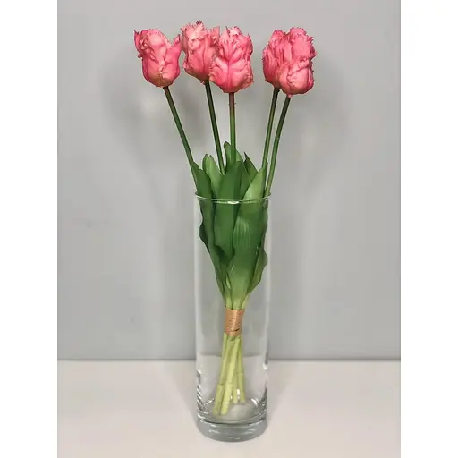 Тюльпани штучні Hvoya латексні махрові букет 5 квіток рожеві - фото 2