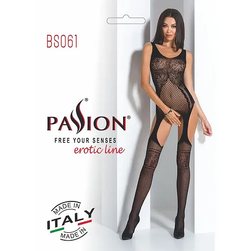 Бодистокинг Passion BS061 комбинезон имитация чулок S/M/L black - фото 7
