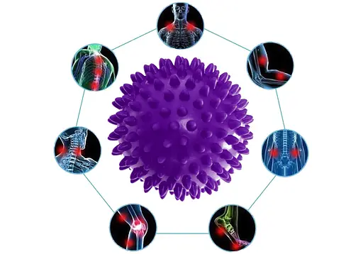 Массажный мячик EasyFit PVC 7.5 см мягкий (надувной) фиолетовый (EF-1058-V) - фото 2