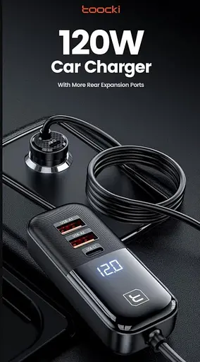 Автозарядный адаптер 4 выхода Toocki 120W TQ-CC28 2C+2A TCC2C2A-XJ01 черный - фото 3