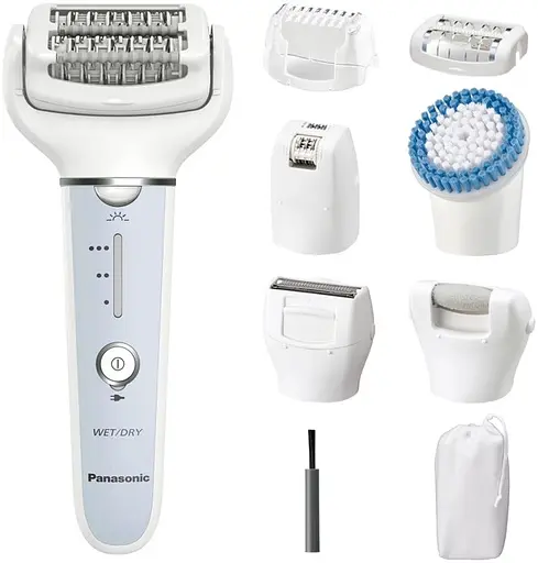 Епілятор Panasonic пінцетний, акумуляторний , пінцет.-60, волог.+сух., насадок-8, футляр, голубий-білий - фото 3