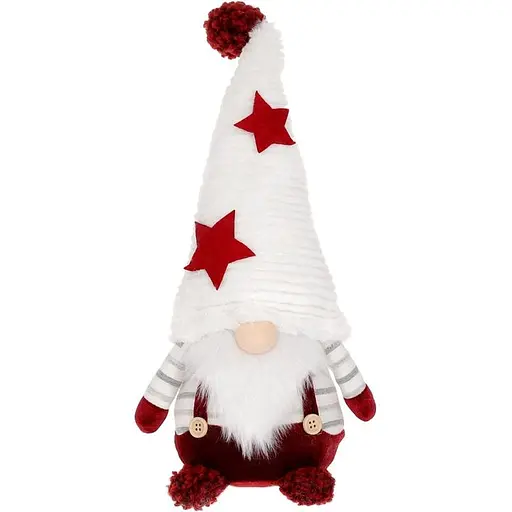 Мягкая игрушка BonaDi Гном в белом колпаке 16х11х38 см (000265345)