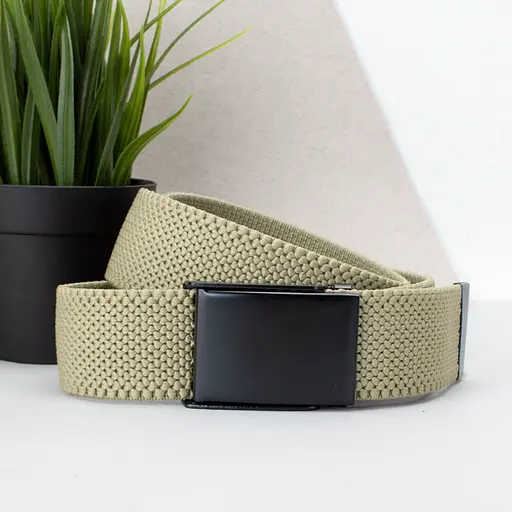 Ремінь-гумка чоловічий на затиску PS-40023 (112 см) бежевий плетений - фото 1