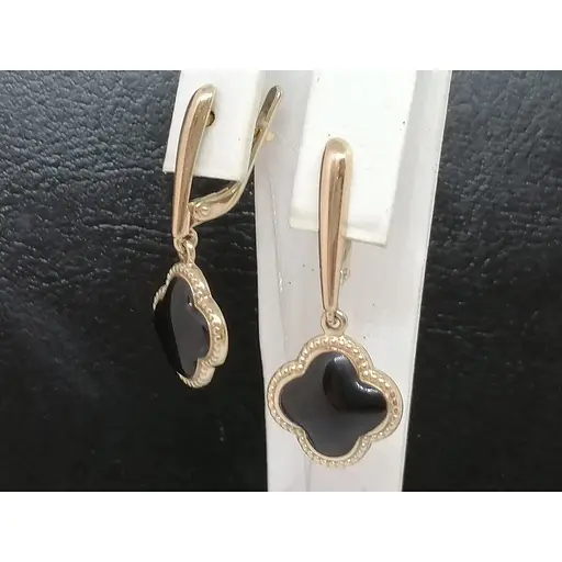 Золоті сережки Імперія золота Конюшина з емаллю. СБ1206И - фото 3