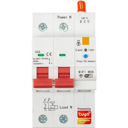 Умный автоматический выключатель Tuya Wifi SCB02, 63A