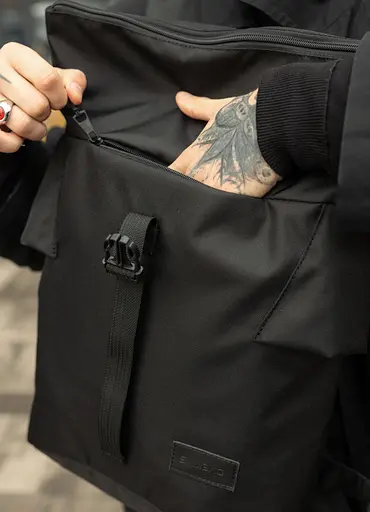 Мужской рюкзак ролл Sambag RollTop KZN черный тканевый 41 х 27 х 18 см (24300065m) - фото 4