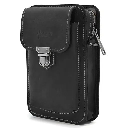 Чоловіча шкіряна сумка на пояс TARWA 20х13.5х5 см sum0026016 - фото 3