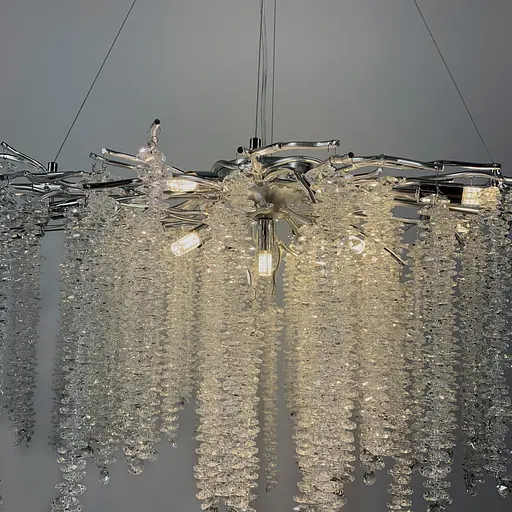 Подвесная люстра в корпусе хром с хрустальными камнями Line.F Диаметр 100см - фото 4