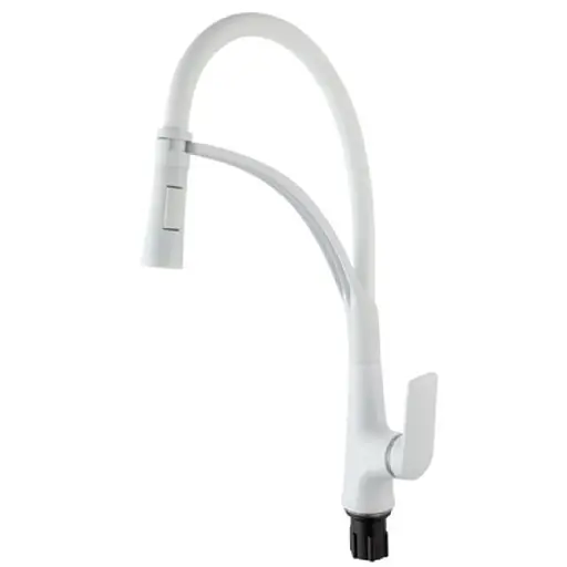 Змішувач для кухні Plamix Lucas-017 SET white з гнучким виливом PM0716 Білий - фото 1