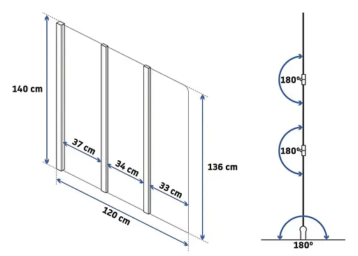 Шторка для ванни Rea Agat-3 120 brushed gold складана REA-W2501, Універсальна, прозорий, золотий - фото 5