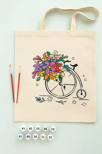 Набір екосумка-розмальовка „Квітковий велосипед“ бавовна 220 г/м2 38х42см ROSA Talent [CD] - фото 2