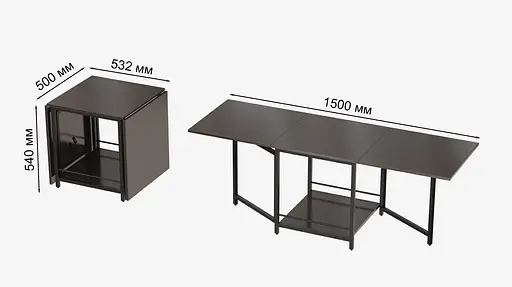 Стол журнальный трансформер Куб Комбо Ferrum-decor 540x532x500 Черный металл ДСП Венге Магия 16 мм (FRD-105313) - фото 6