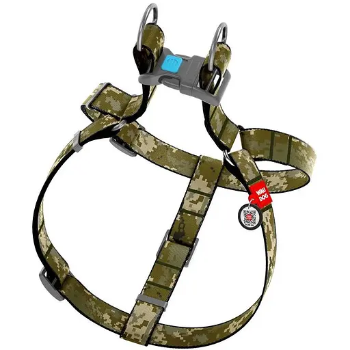 Шлейка для собак Waudog Nylon с QR-паспортом, рисунок "Милитари", пластиковый фастекс, M - фото 2