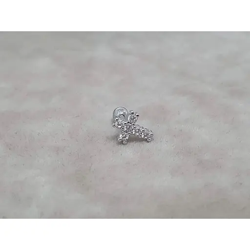 Серебряная серьга для пирсинга хеликса Ирий Крестик с фианитами. 40102ШТ - фото 3