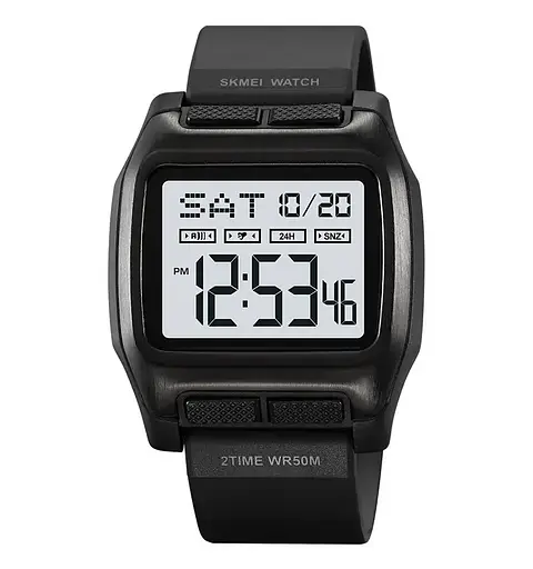 Часы мужские спортивные наручные Skmei 2193 (Черный с белым циферблатом)