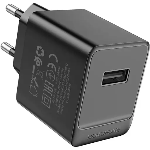 Адаптер зарядный - блок питания Borofone BAS11A 1 выход USB 2.1 амперичерный - фото 1