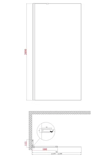 Душова перегородка Koer SR SP02-100x200-TR-01 Walk-In прозоре скло Easy Clean 8 мм, хром KR5395, прозоре, хром - фото 4