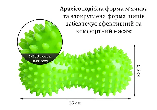 Массажный мячик EasyFit Goober с шипами зеленый (EF-1072-GN) - фото 3