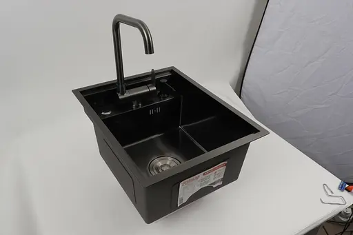 Кухонна мийка CM 40x50 прихована PVD чорна Platinum Handmade, Чорний - фото 2