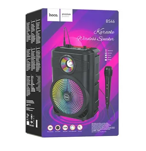Бездротова bluetooth-колонка з мікрофоном із підсвіткою Hoco BS46 аудіоколонка блютуз з акумулятором Чорний 10 Вт - фото 7