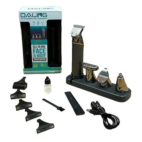 Акумуляторна машинка Daling DL-1806 9 в 1 чоловічий триммер для бороди носа і волосся LED-дисплей 5Вт Сірий - фото 5