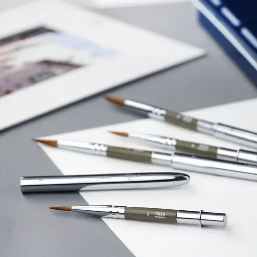 Пензель мікс соболь-синтетика круглий TRAVEL BRUSH LAKE 178 №2 коротка ручка Rosa - фото 5