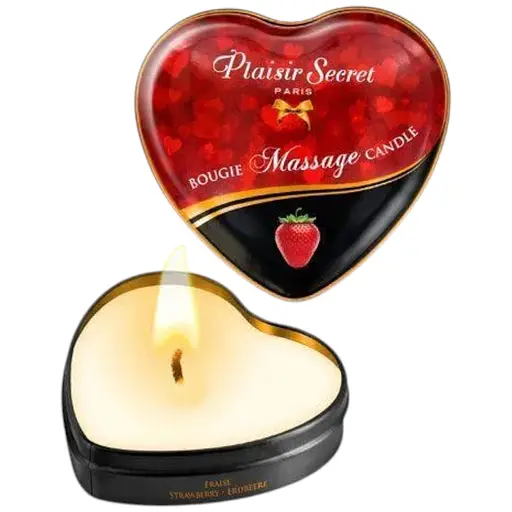 Масажна свічка сердечко Plaisirs Secrets Strawberry 35 мл
