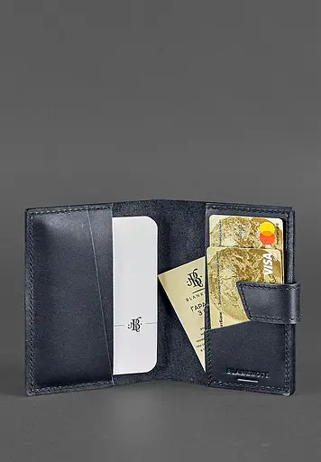 Кожаная обложка для паспорта 4.0 темно-синяя - фото 3