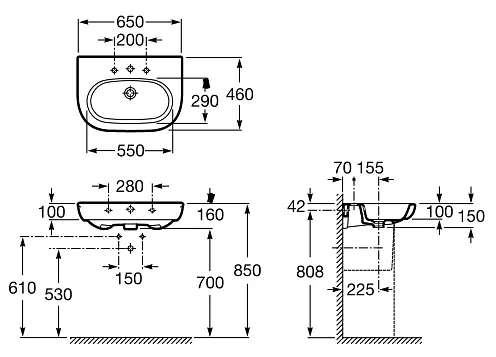 Умивальник Roca Meridian A327241000, Білий - фото 3