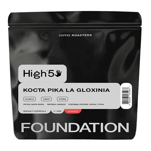 Кава в зернах Foundation High5 Коста Ріка Gloxinia Еспресо 250 гр