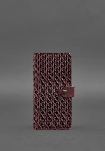 Кожаный бордовый портмоне 7.0 Карбон бордовый - фото 2