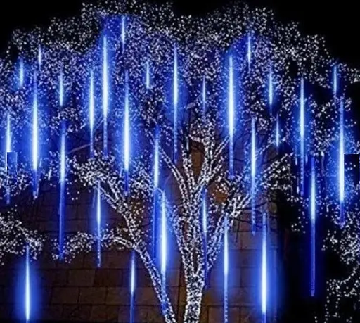 Гирлянда светодиодные сосульки 8 шт 50 см (прозрачный шнур) Синяя - фото 8