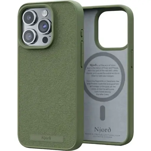 Чехол-накладка Njord Suede MagSafe Case Olive для iPhone 15 Pro - фото 1