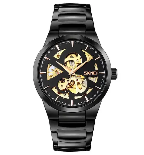 Мужские скелетоны часы Skmei 9243 скелетон (Черные) - фото 2