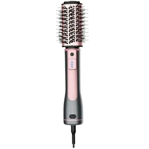 Фен-щітка Ardesto HD-CR300PT, Grey/Pink, 1200W, 2 швидкості, 2 режими, іонізація, концентратор, гофре, для висушування волосся 2шт, для сушіння та надання об'єму, фен-щітка для завивки, функція &quot;Cool Shot&quot;, захист від перегріву, дисплей