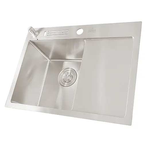 Кухонна мийка накладна з правим крилом Nett NS-6045(R), Нержавіюча сталь - фото 3