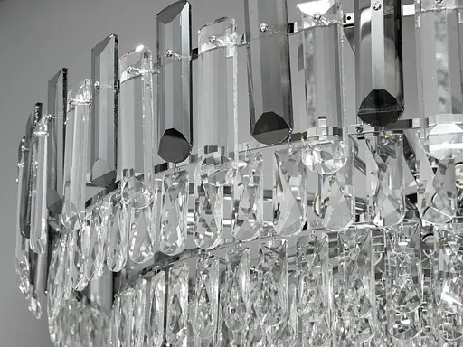 Шикарна кругла кришталева люстра на 18 ламп, срібного кольору - фото 4
