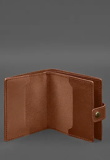 Кожаная обложка-портмоне для военного билета офицера запаса (широкий документ) Светло-коричневый - фото 3